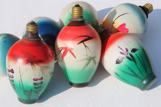 vintage figural christmas light bulbs, chinese lantern  novelty lights, working string of 12 