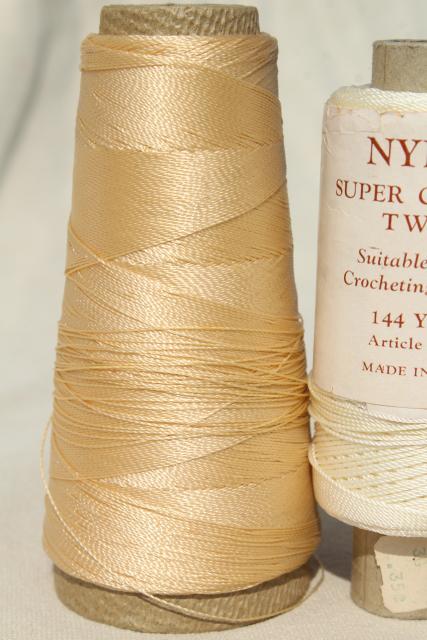vintage fine nylon thread for crochet, sewing, embroidery, pale pastel colors