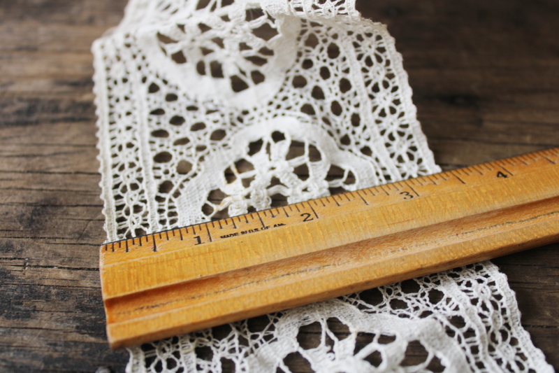 vintage fine thread lace, cotton sewing trim, wide insertion for bridal / heirloom sewing
