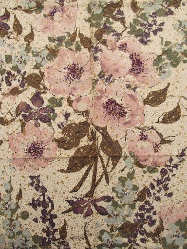 vintage floral print  cotton chintz fabric lot, crisp polished cotton 