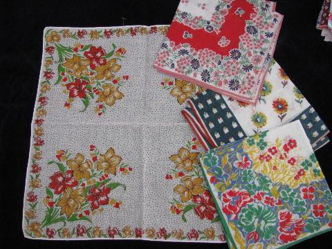 vintage floral printed hankies lot 25 flower print cotton handkerchiefs