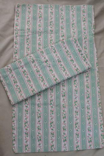 vintage floral stripe cotton ticking fabric pillow covers for feather bed pillows 