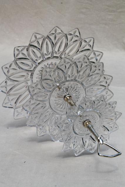 vintage flower petal Federal glass serving pieces & tiered plate cake stand sandwich tray