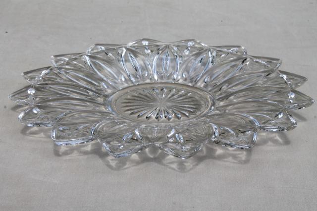 vintage flower petal Federal glass serving pieces & tiered plate cake stand sandwich tray