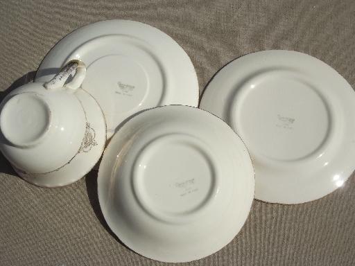 vintage flowered china tea set for 6, teacups & saucers w/ dessert plates