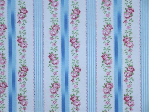 vintage flowered cotton cover feather pillow, cottage roses print