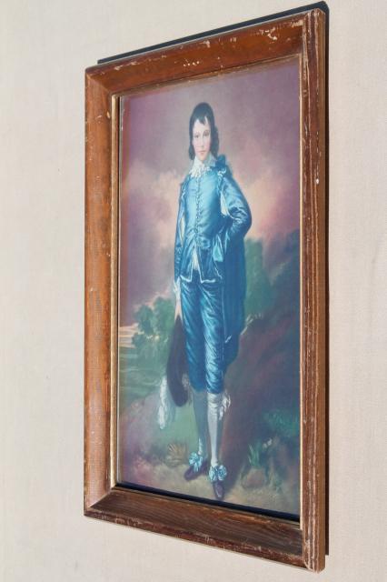 vintage framed prints Pinkie & Blue Boy, shabby cottage chic wood frames