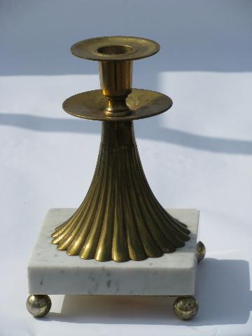 vintage french baroque style brass and italian marble candle sticks
