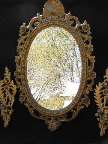 vintage french country style ornate gold rococo mirror \u0026 wall sconces