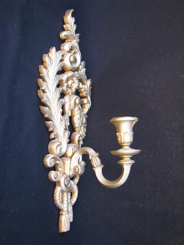 vintage french country style ornate gold rococo mirror & wall sconces