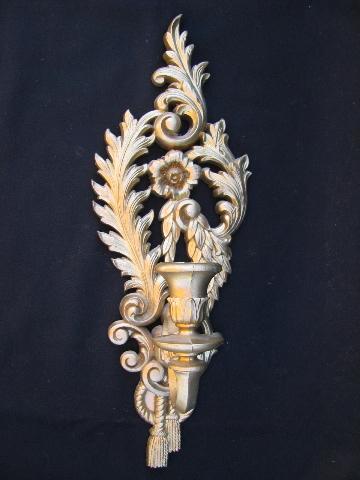 vintage french country style ornate gold rococo mirror & wall sconces