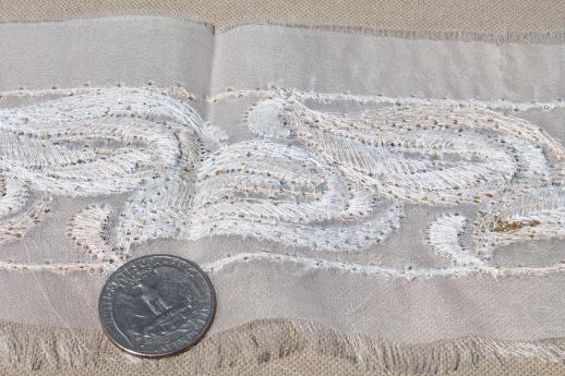 vintage french passementirie sewing trim, antique gold & silver embroidered silk