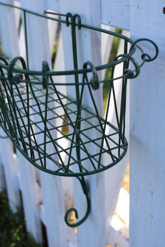 vintage french style wrought wire work window box garden, wall mount plant or flower basket