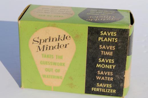 vintage gardening tool, Sprinkle Minder meter tells you when to water garden or lawn
