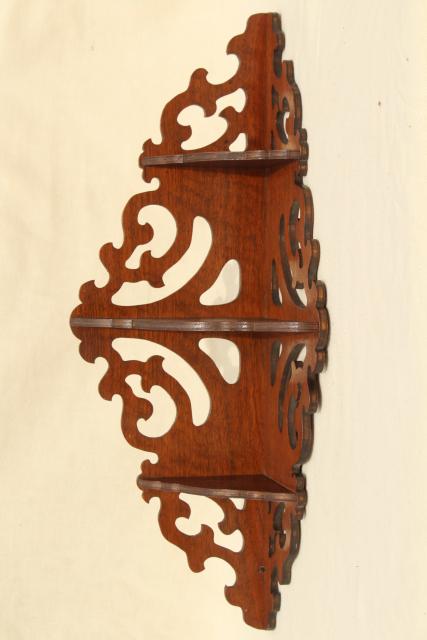vintage gingerbread scroll fretwork wood corner shelf whatnot curio bracket