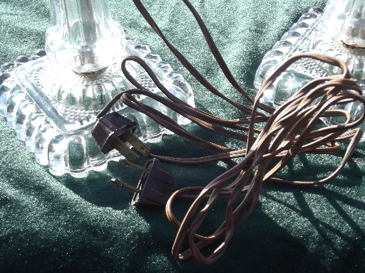 vintage glass boudoir lamps, mantle lamp set made for prisms or lusters