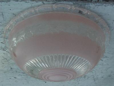 vintage glass ceiling light shade, pink floral