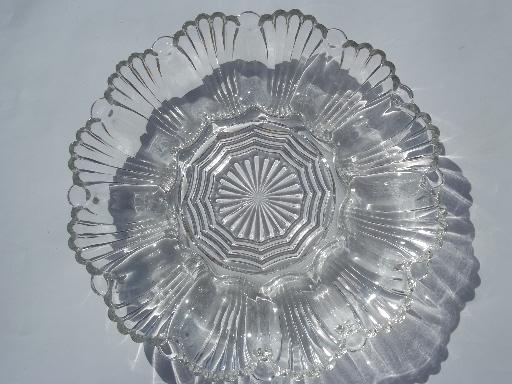 vintage glass egg plates, divided serving trays for deviled eggs