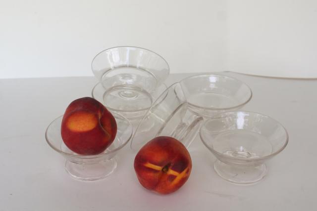 vintage glass ice cream dishes, candy or drug store soda fountain single scoop sherbets