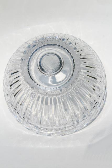 vintage glass lampshade, bowl shaped heavy crystal shade, clear & sparkling 