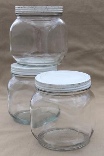 vintage glass pantry jars lot, large glass jar canisters for bulk food storage