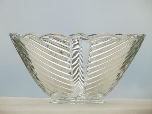vintage glass punch bowl & underplate, pressed pattern glass