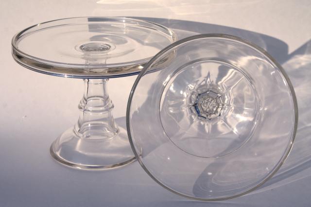 vintage glassware, plain elegant glass serving pieces, salver cake stand & compote fruit bowl