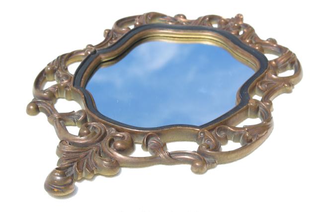 vintage gold rococo plastic frame mirror, mid-century Turner wall art