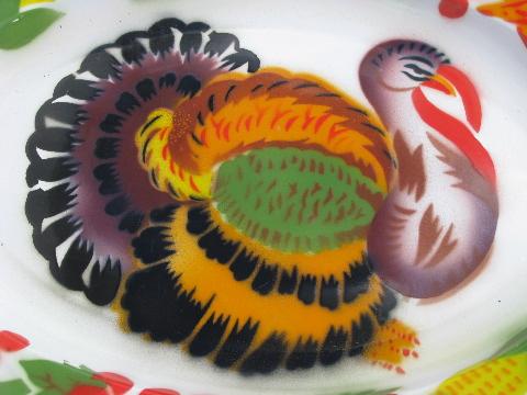 vintage graniteware enamel Thanksgiving turkey platter