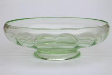 vintage green depression glass footed bowl,       paneled optic colonial panel pattern glass