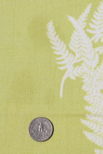 vintage green ferns print tablecloth & napkins set, rayon / cotton cloth table linens