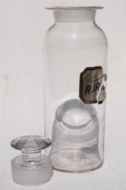vintage hand blown glass bottle, large antique pharmacy jar from chemist's apothecary