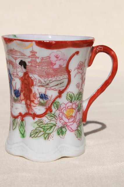 vintage hand painted Japan Geisha girl china, porcelain chocolate pot & cups set