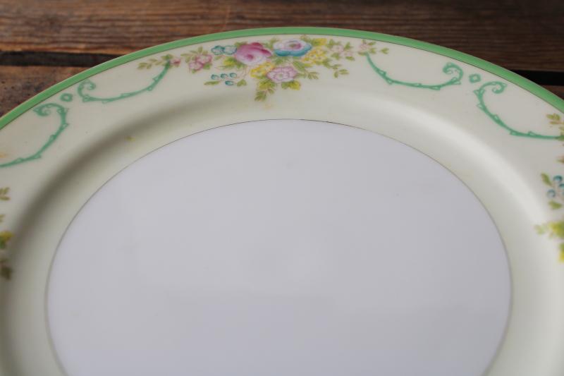 vintage hand painted Japan Meito china set of 12 salad plates Formal Garden floral w/ green>