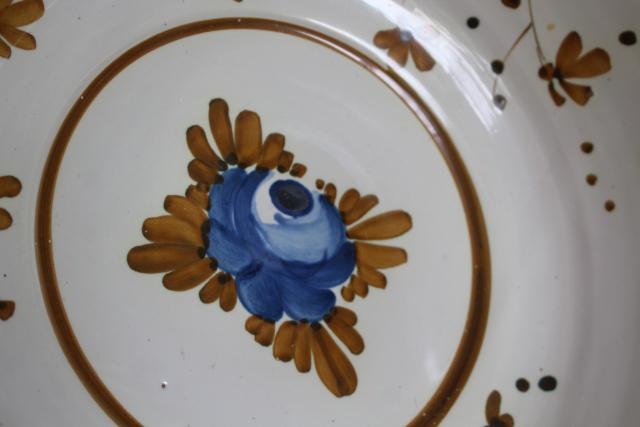 vintage hand painted pottery Italian ceramic pitcher & bowl, Nora Fenton Italy imports