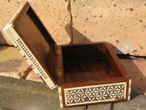 vintage handcrafted wood jewelry chests, incense boxes from Syria