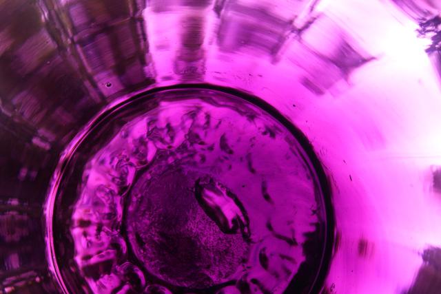 vintage handmade Mexican glass pitcher, amethyst purple wine jug hand blown glass