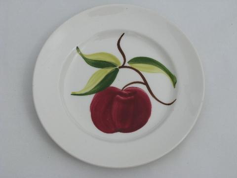 vintage hand-painted pottery plates, 1940s Heritage Ware, red apples
