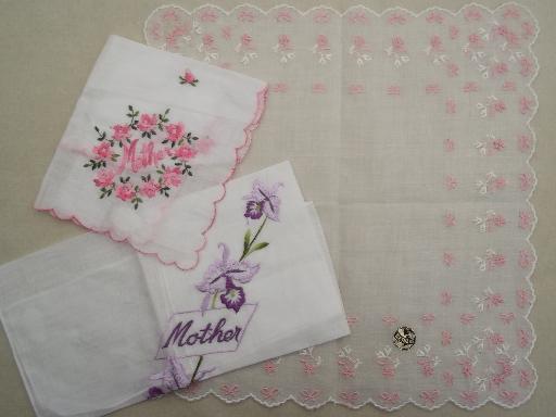 vintage hankies lot, fine cotton & linen handkerchiefs w/ Swiss embroidery