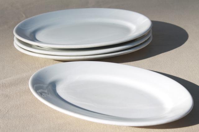vintage heavy white ironstone china platters or oval lobster plates, set of four