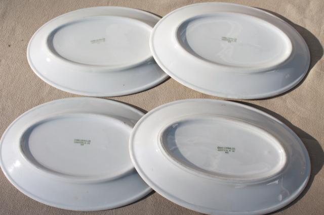 vintage heavy white ironstone china platters or oval lobster plates, set of four