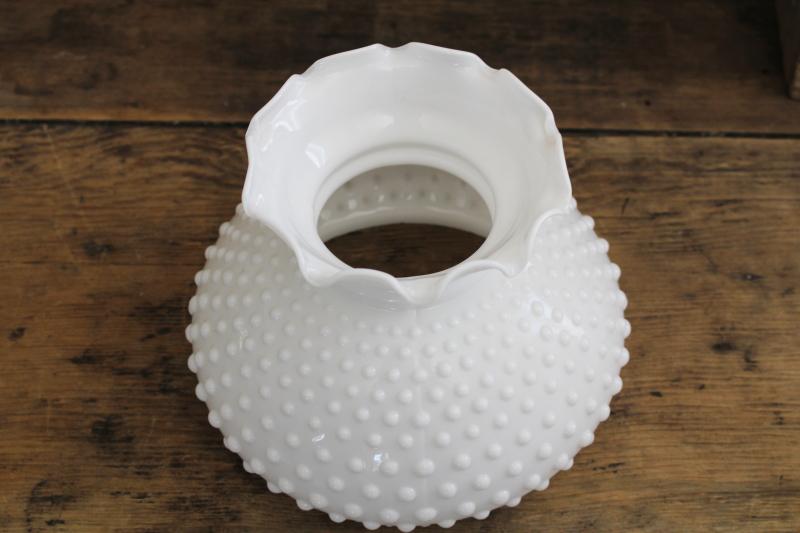 vintage hobnail glass shade, white milk glass replacement shade for student lamp or light