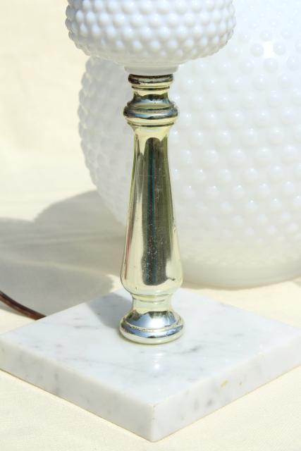vintage hobnail milk glass table lamp, gone with the wind round globe shade