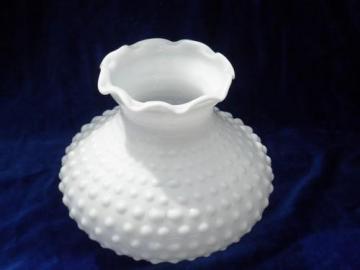 vintage hobnail pattern milk white glass replacement lamp chimney shade