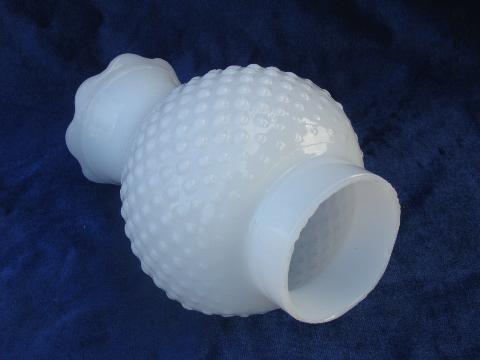 vintage hobnail pattern milk white glass replacement lamp chimney shade