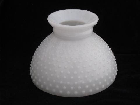 vintage hobnail pattern milk white glass replacement student lamp shade