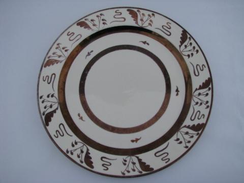 vintage homer laughlin copper luster cake plate