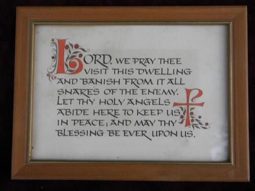 vintage illuminated framed religious motto or celtic house prayer