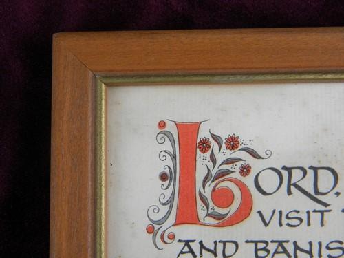 vintage illuminated framed religious motto or celtic house prayer