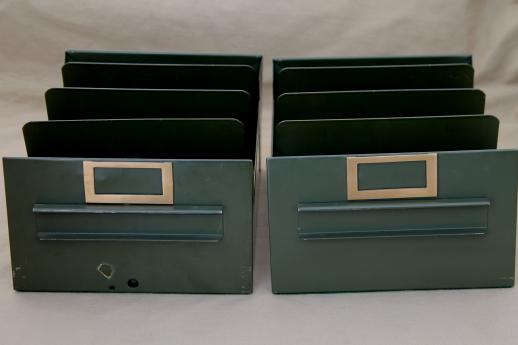 vintage industrial steel file organizer drawers, standing files paper storage boxes